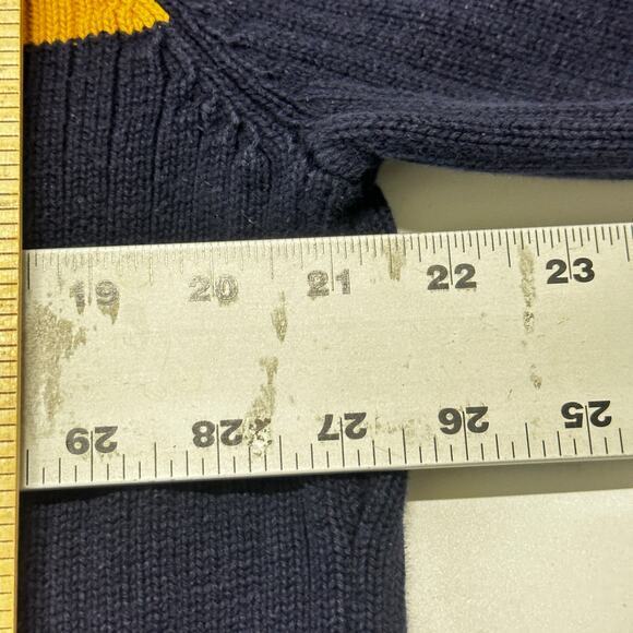 American Eagle Sweater Men XL Blue Yellow 1/4 Zip Pullover 100% Cotton Y2K Rugby - Picture 5 of 6